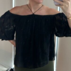 Rebecca Taylor 6 Women's Navy Off-Shoulder Top